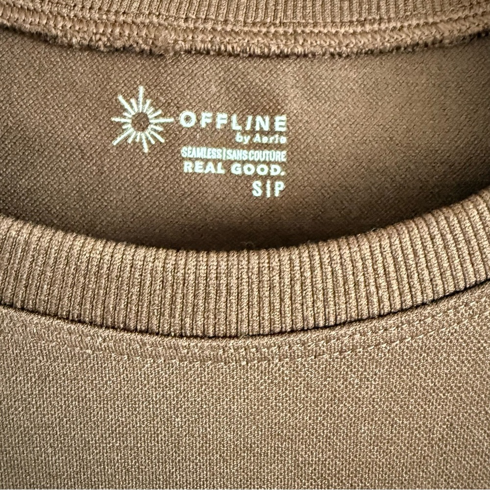Aerie Offline Sidewalk Seamless Long Sleeve Cropped T-Shirt Canyon Sun Small - Picture 7 of 10